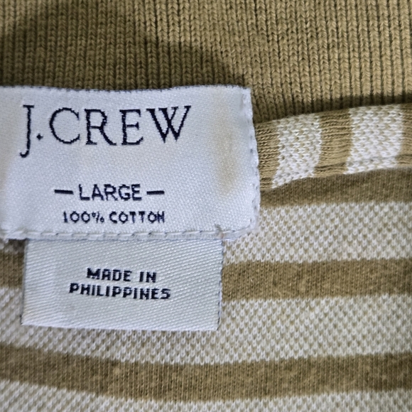 J. Crew Mens Large Striped Olive Green Polo Shirt - Picture 5 of 7
